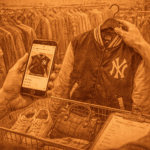 A reseller in a hcairty shop sourcing items